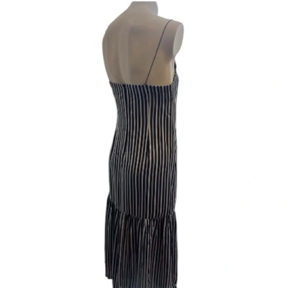 ELIZABETH AND JAMES Jewel Striped Satin & Crepe Midi Navy White Dress Size 4 - Picture 9 of 11
